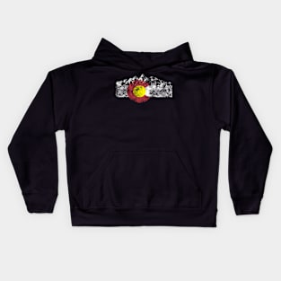 Colorado Flag And Mountains - Rocky Mountains Kids Hoodie